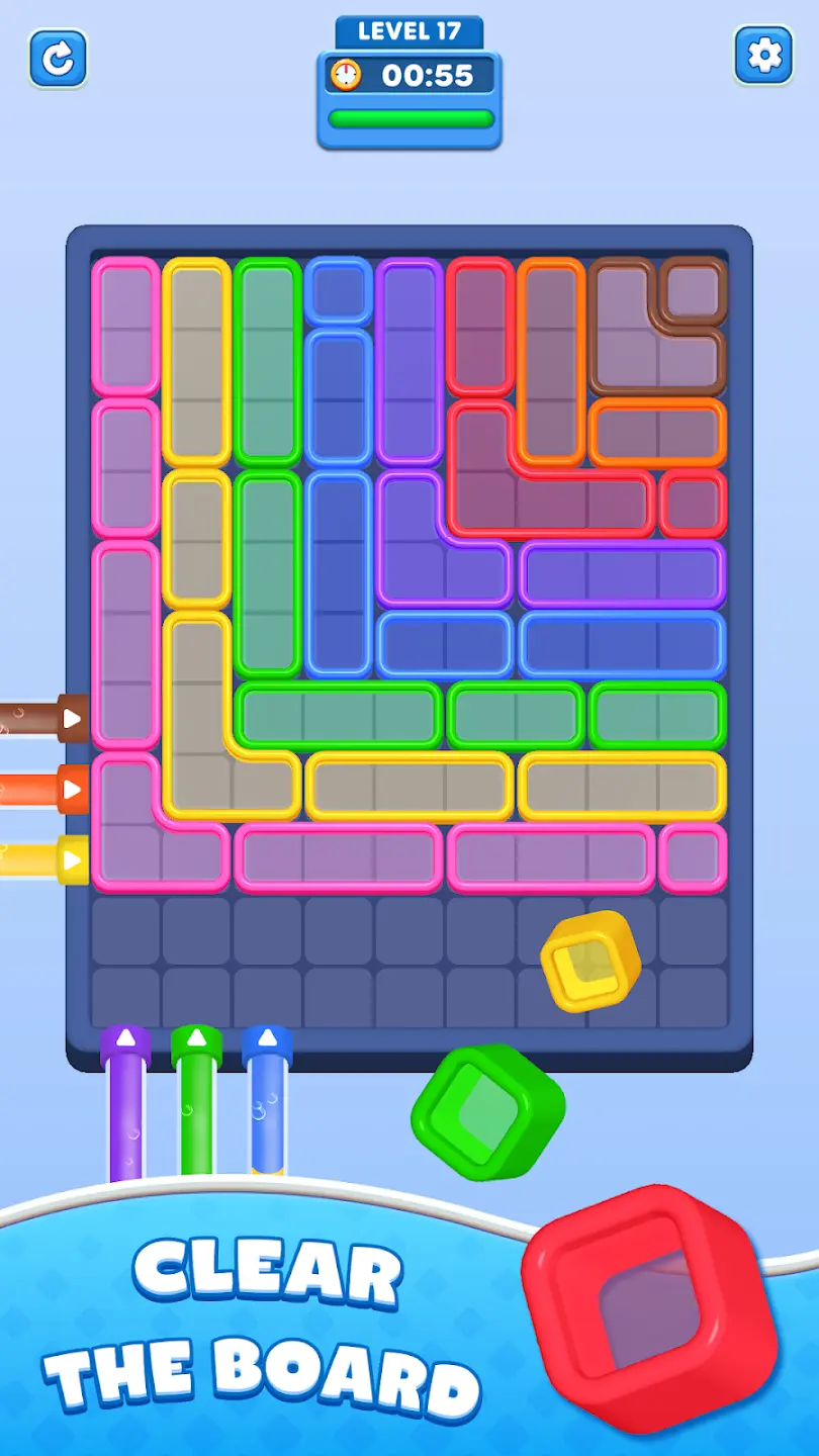 A Water Out Puzzle level in the middle of a solve